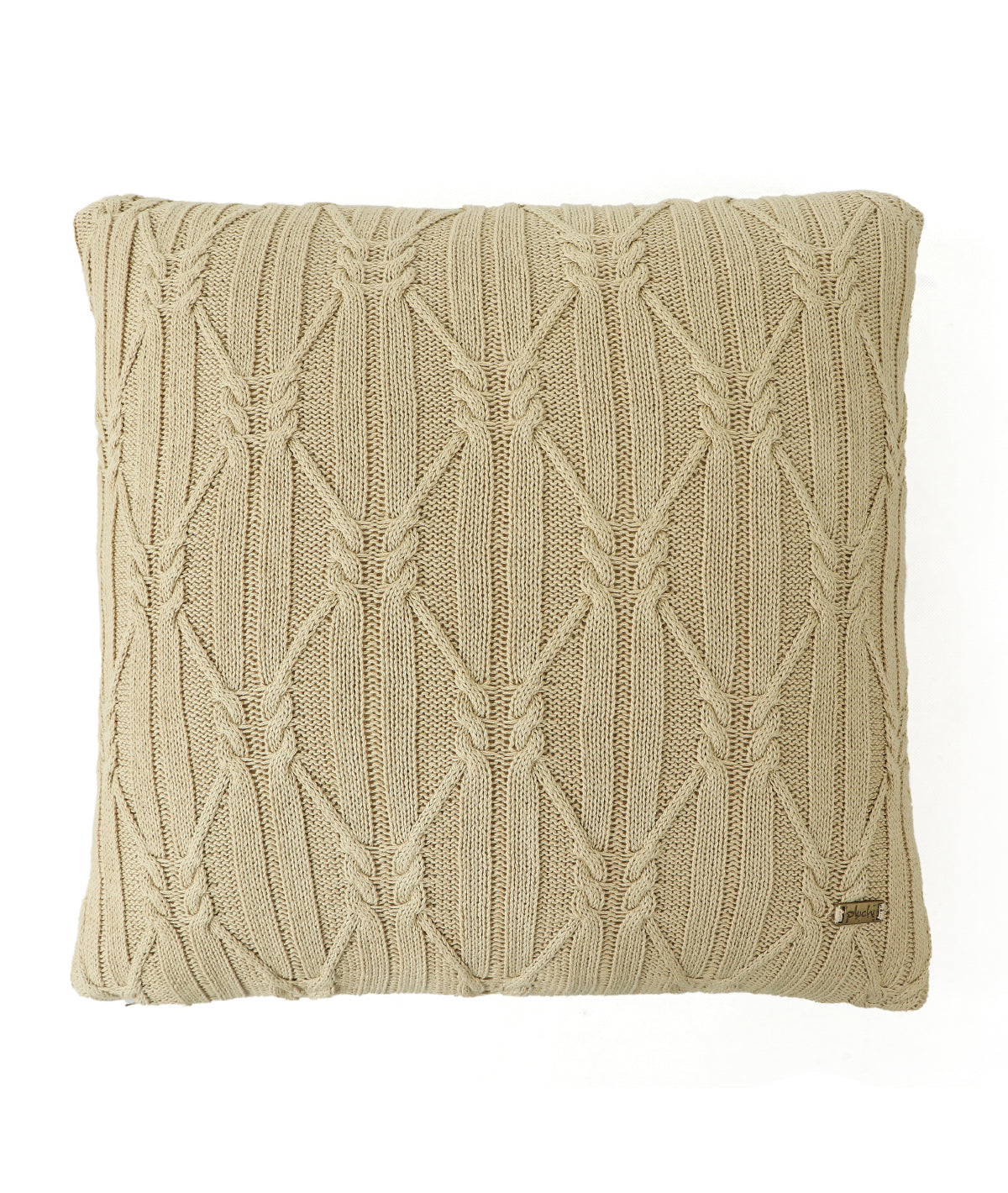 Holly Desert Sand Cotton Knitted Decorative 16 X 16 Inches Cushion Cover