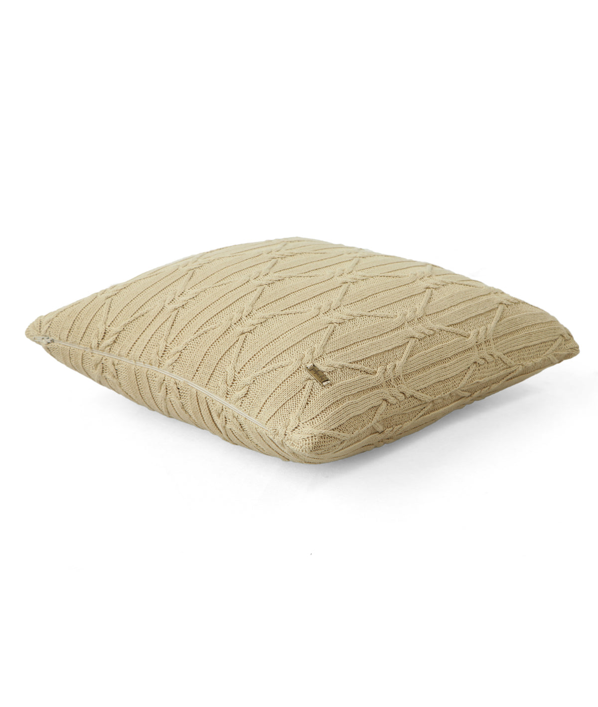 Holly Desert Sand Cotton Knitted Decorative 16 X 16 Inches Cushion Cover