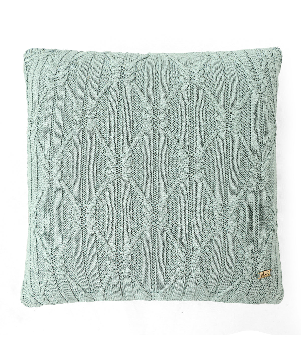 Holly Dull Blue Cotton Knitted Decorative 16 X 16 Inches Cushion Cover