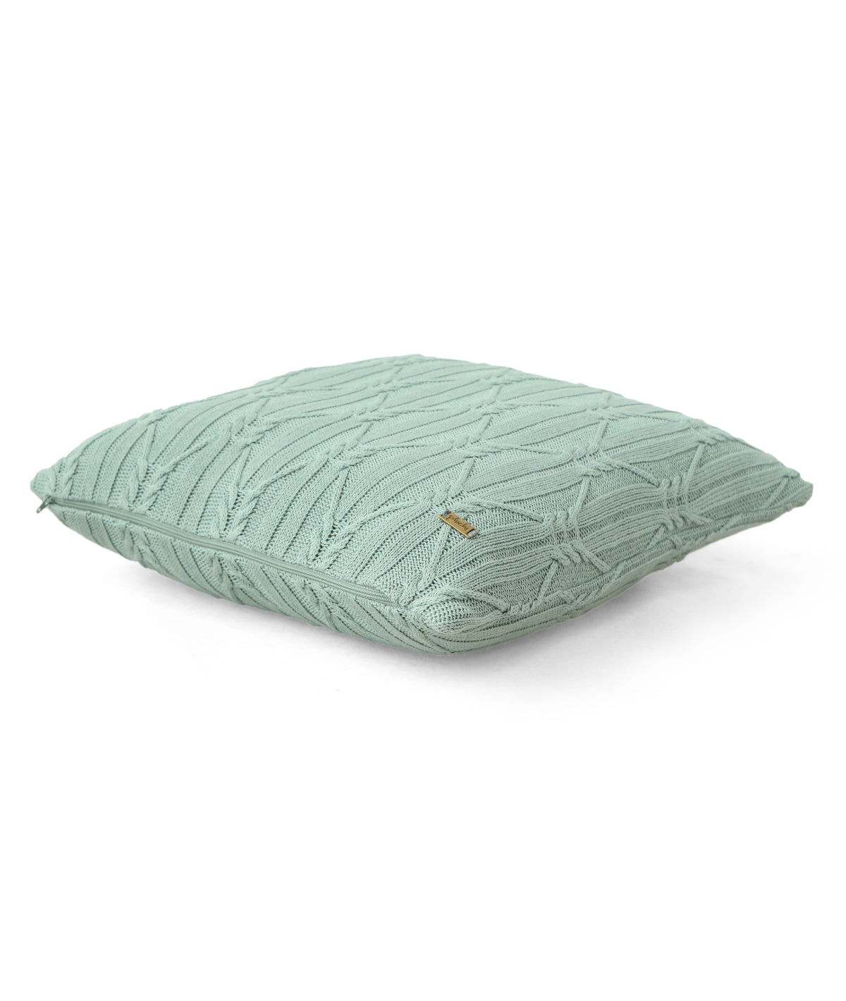 Holly Dull Blue Cotton Knitted Decorative 16 X 16 Inches Cushion Cover