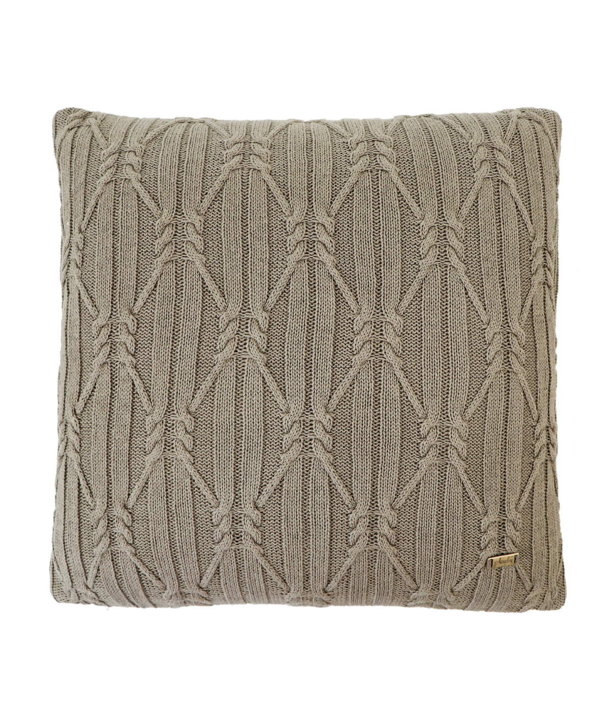 Holly Warm Grey Cotton Knitted Decorative 16 X 16 Inches Cushion Cover