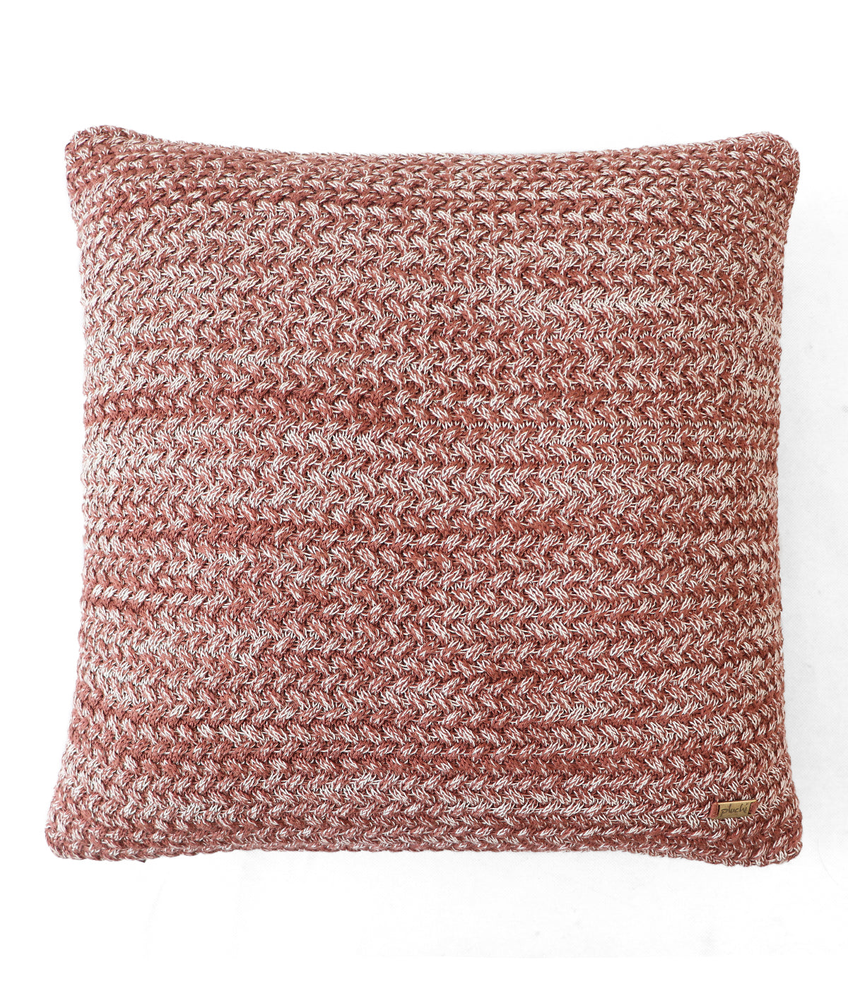 Anna Dark Coffee Marled Cotton Knitted Decorative 16 X 16 Inches Cushion Cover