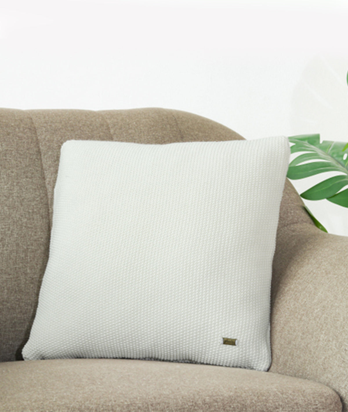 Mini Moss Knit Natural Cotton Knitted Decorative 16 X 16 Inches Cushion Cover
