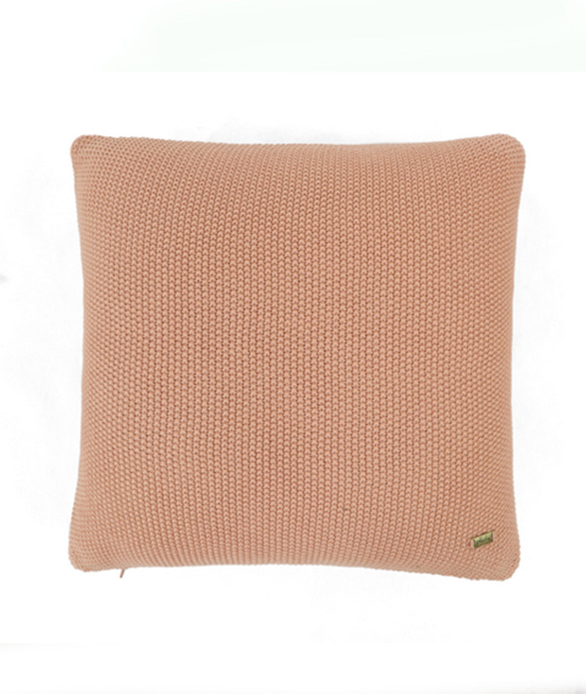 Mini Moss Knit Dusty Coral Cotton Knitted Decorative 16 X 16 Inches Cushion Cover