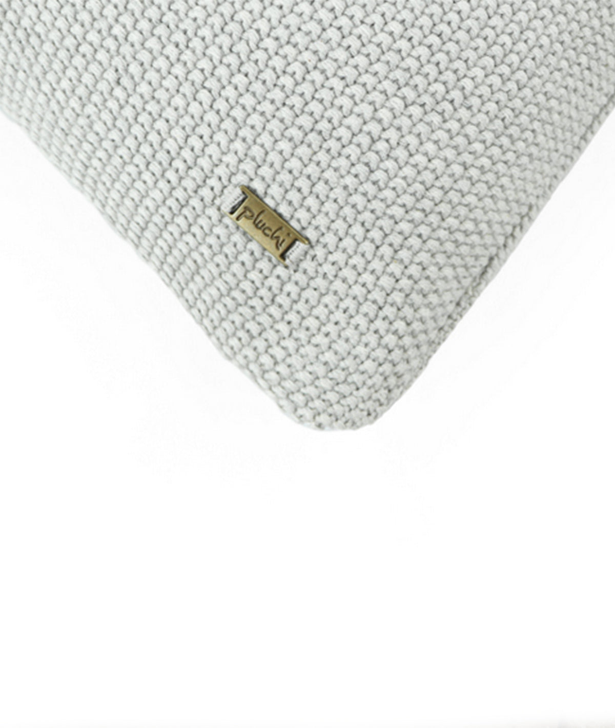 Mini Moss Knit Vanilla Grey Melange Cotton Knitted Decorative 16 X 16 Inches Cushion Cover