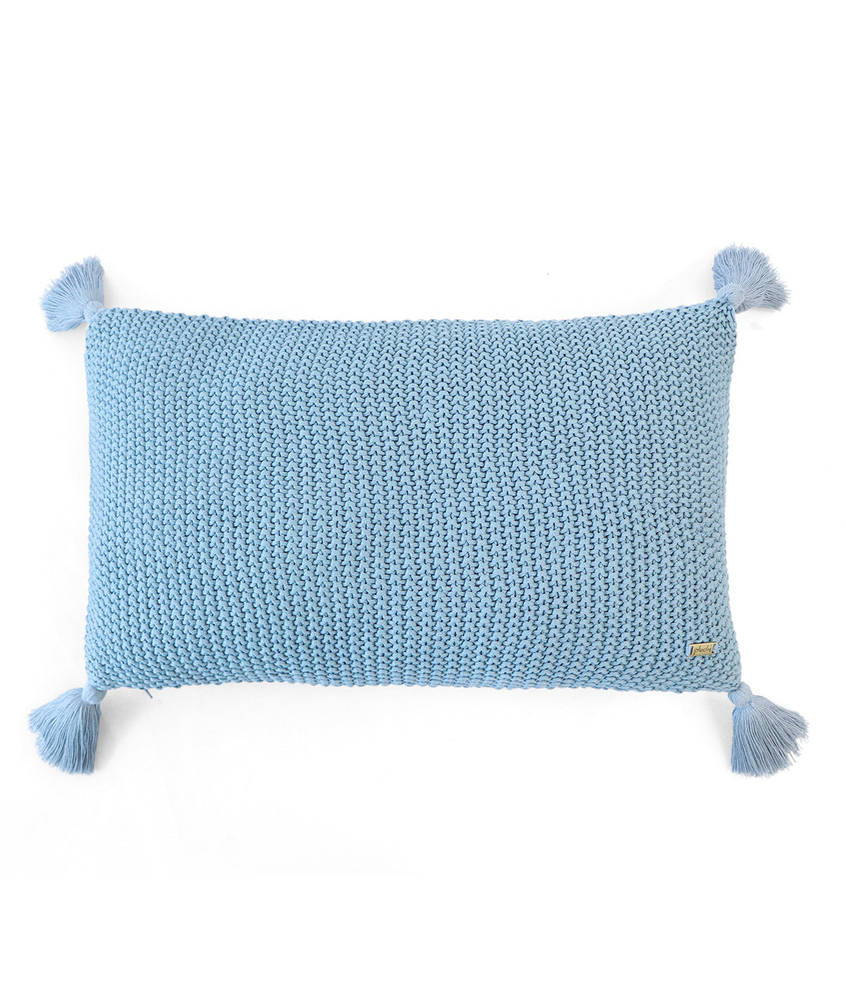 Moss Knit Cadet Blue Cotton Knitted Decorative 12 X 20 Inches Cushion Cover