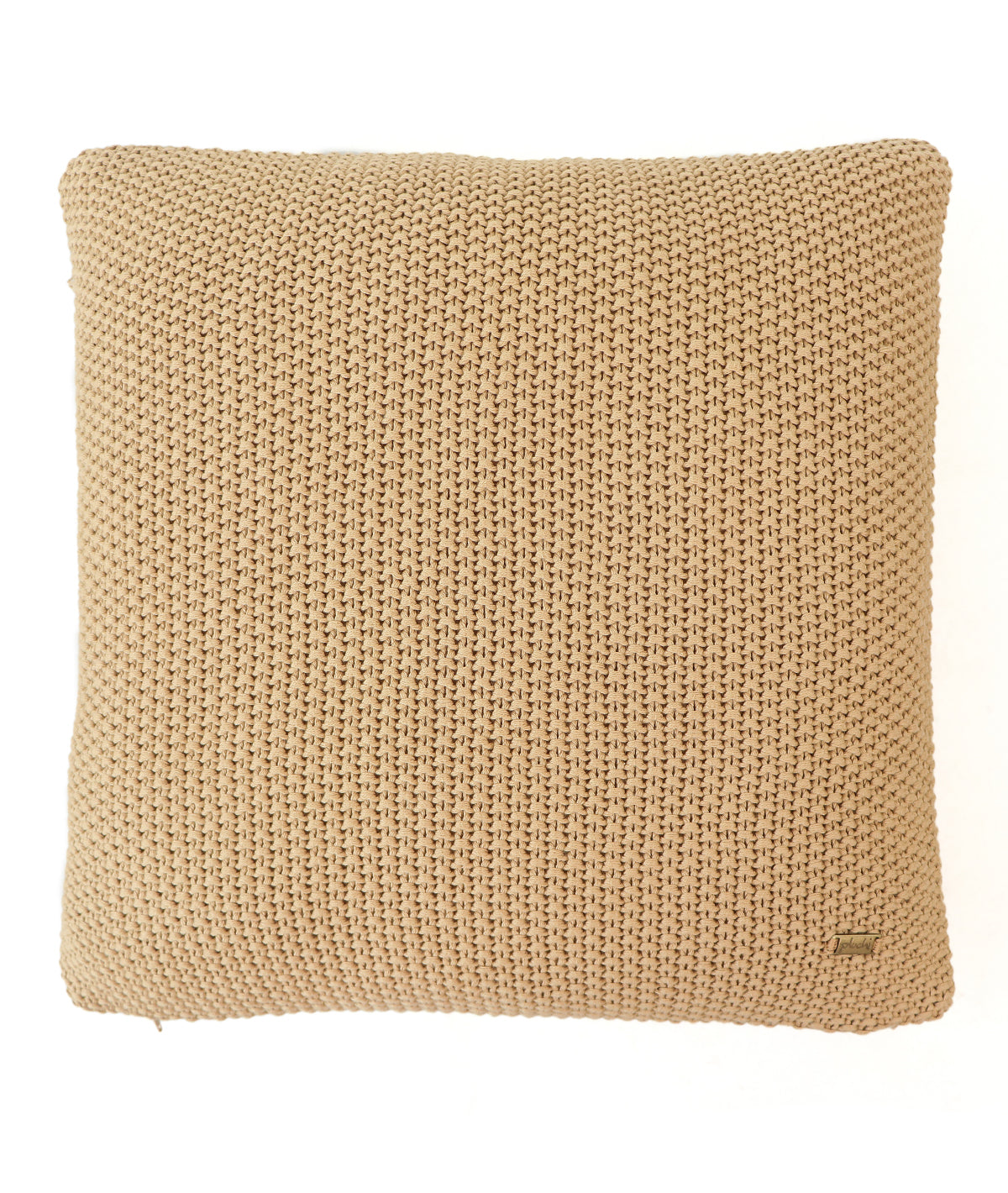 Moss Knit Cuban Sand Cotton Knitted Decorative 16 X 16 Inches Cushion Cover