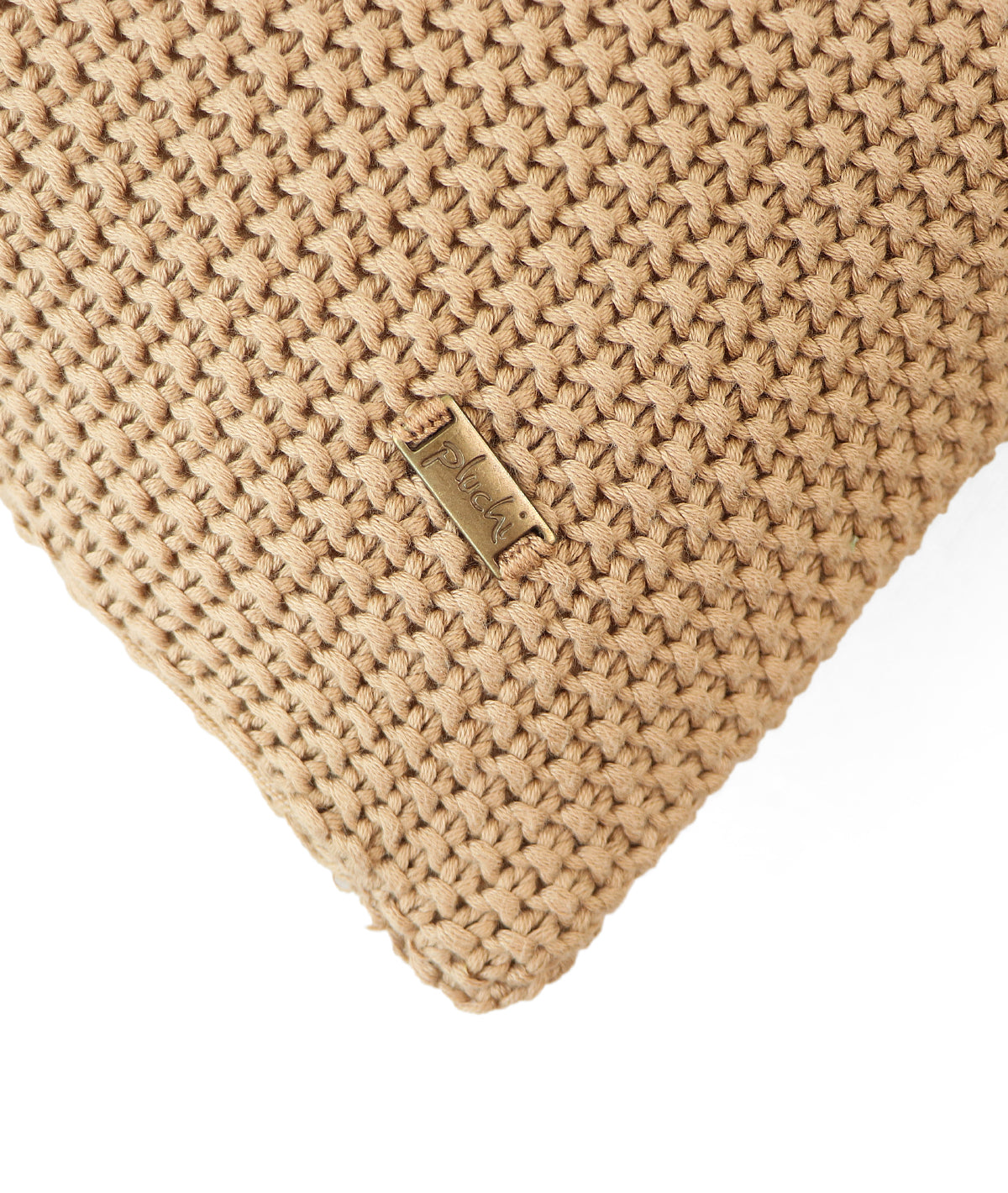 Moss Knit Cuban Sand Cotton Knitted Decorative 16 X 16 Inches Cushion Cover