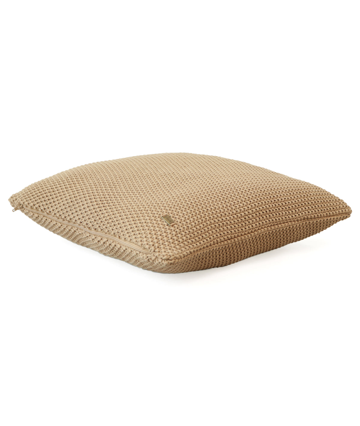 Moss Knit Cuban Sand Cotton Knitted Decorative 16 X 16 Inches Cushion Cover