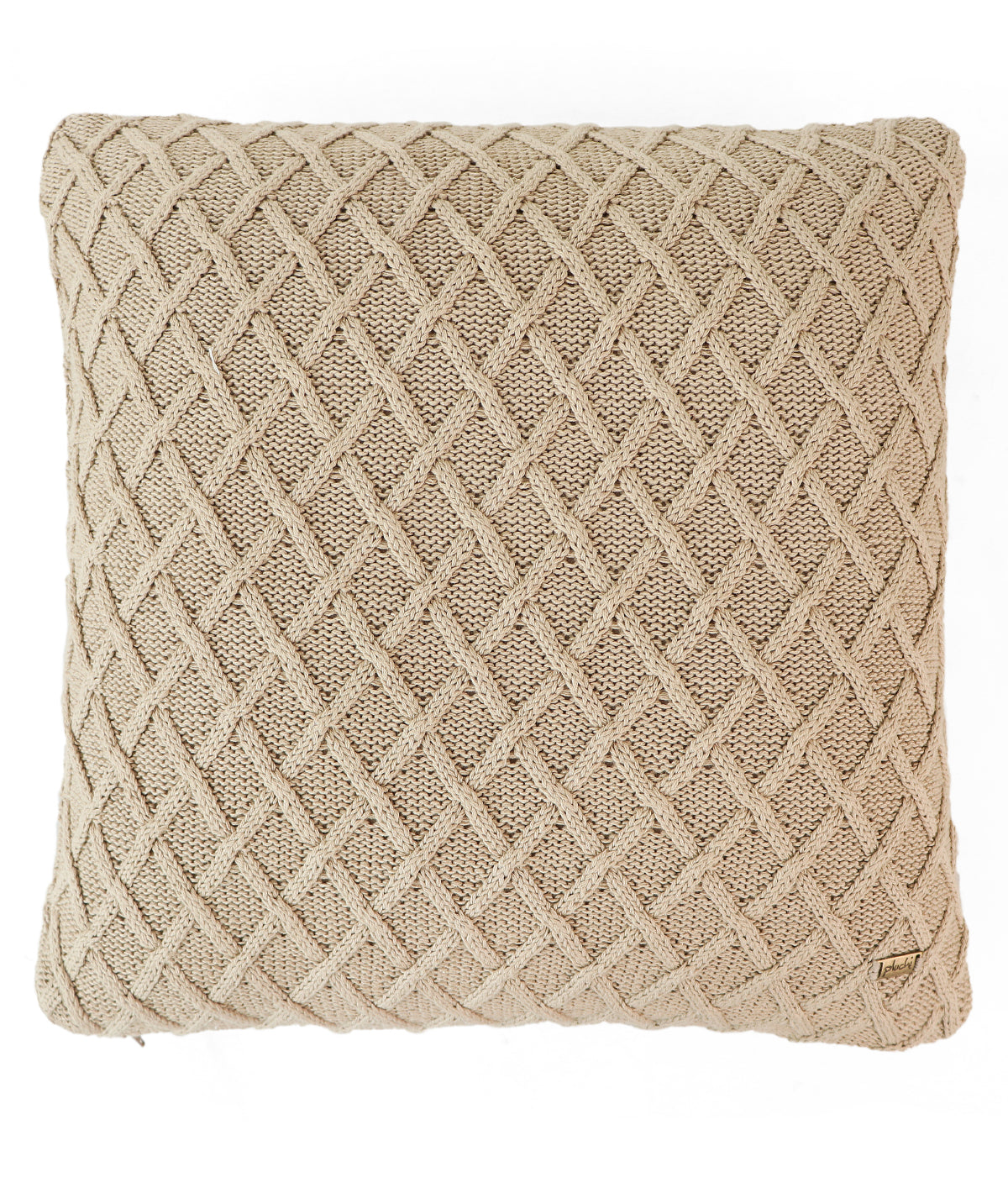 Crest Linen Cotton Knitted Decorative 16 X 16 Inches Cushion Cover