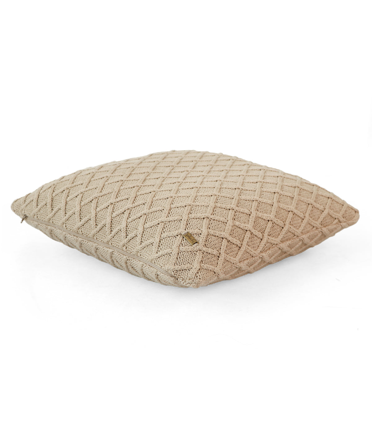 Crest Linen Cotton Knitted Decorative 16 X 16 Inches Cushion Cover