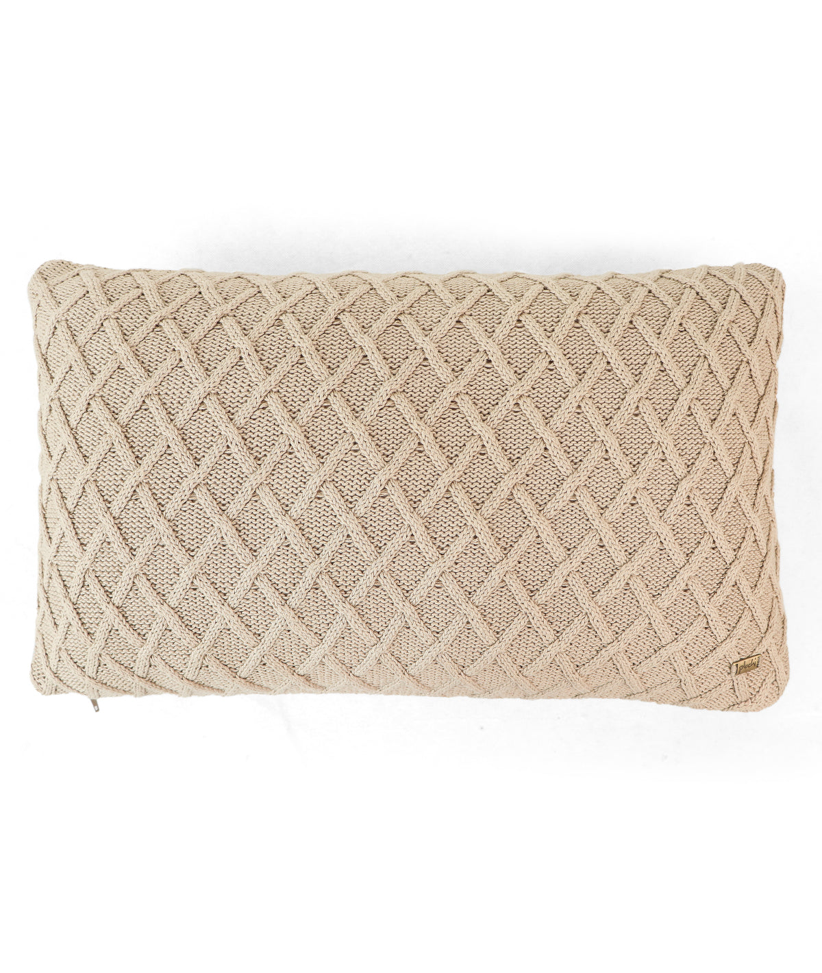 Crest Linen Cotton Knitted Decorative 12 X 20 Inches Cushion Cover