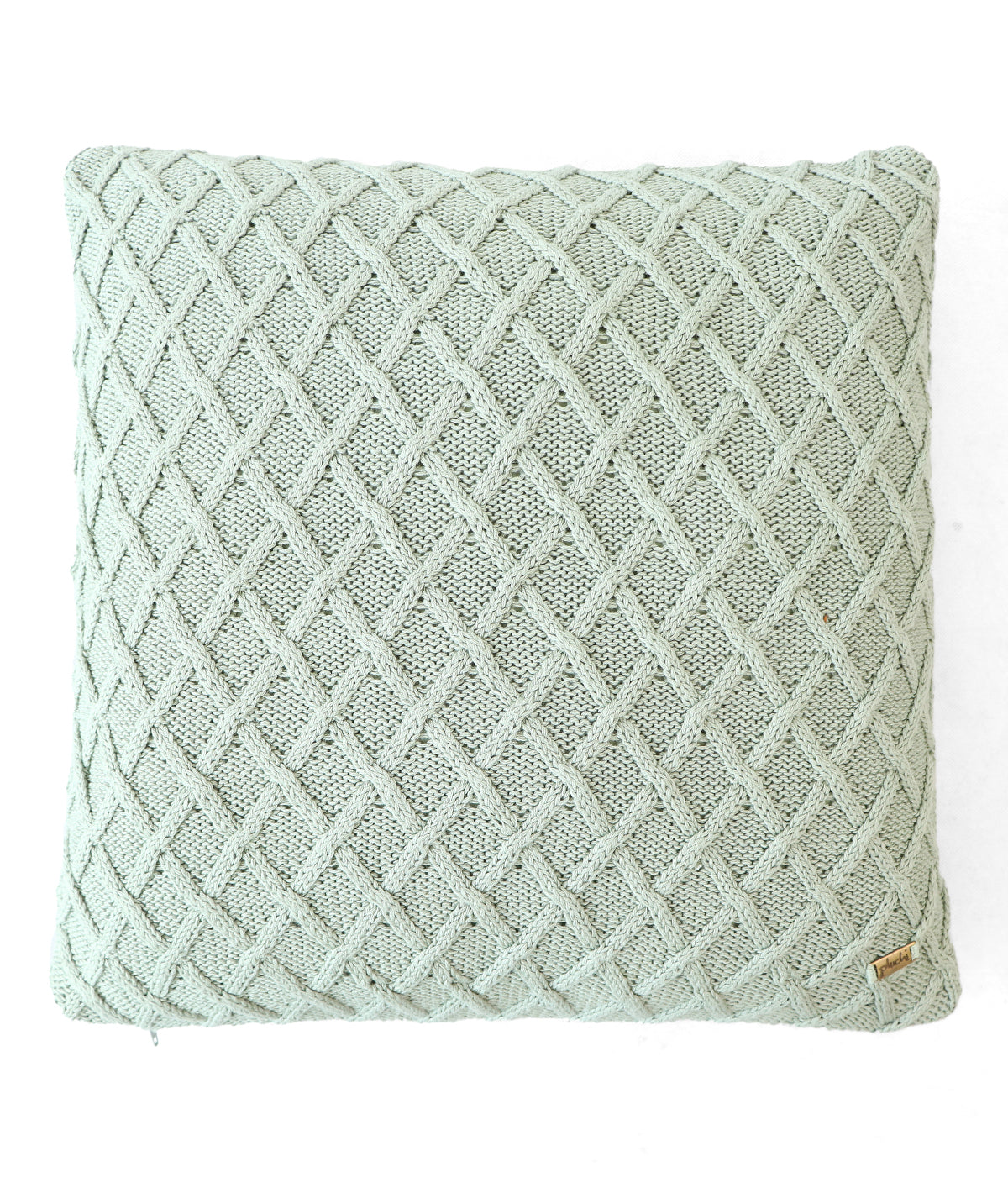 Crest Desert Sage Cotton Knitted Decorative 16 X 16 Inches Cushion Cover