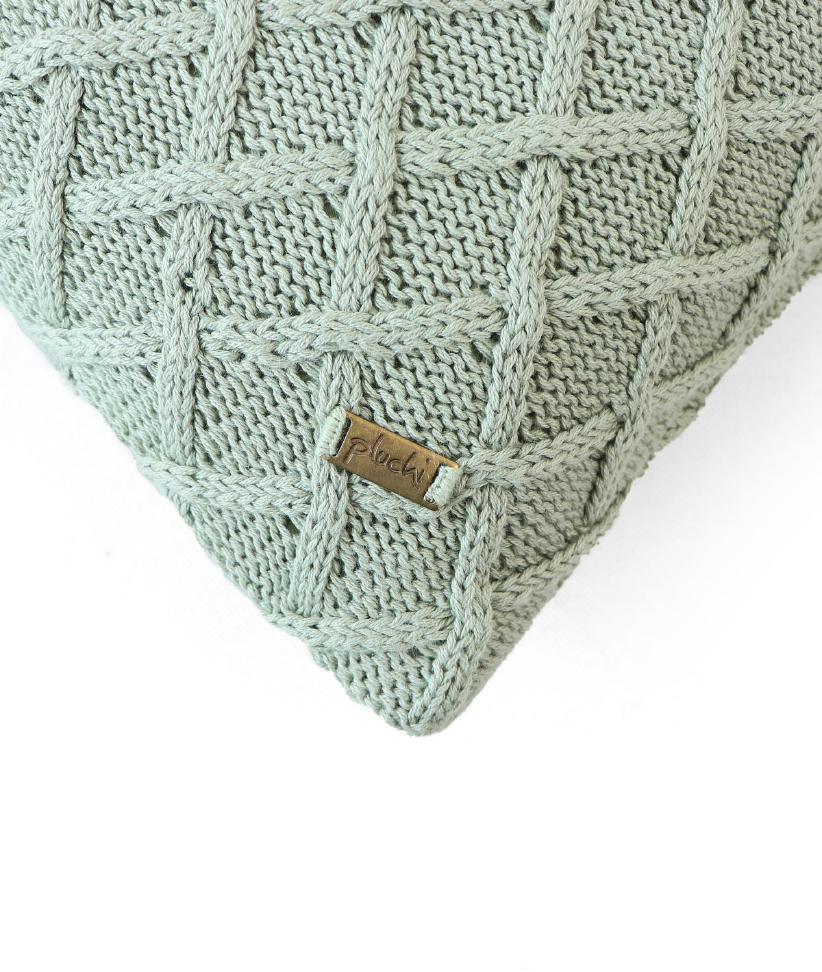 Crest Desert Sage Cotton Knitted Decorative 16 X 16 Inches Cushion Cover
