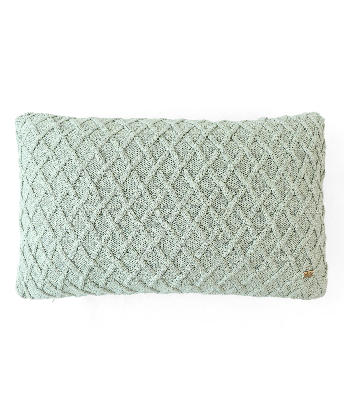 Crest Desert Sage Cotton Knitted Decorative 12 X 20 Inches Cushion Cover