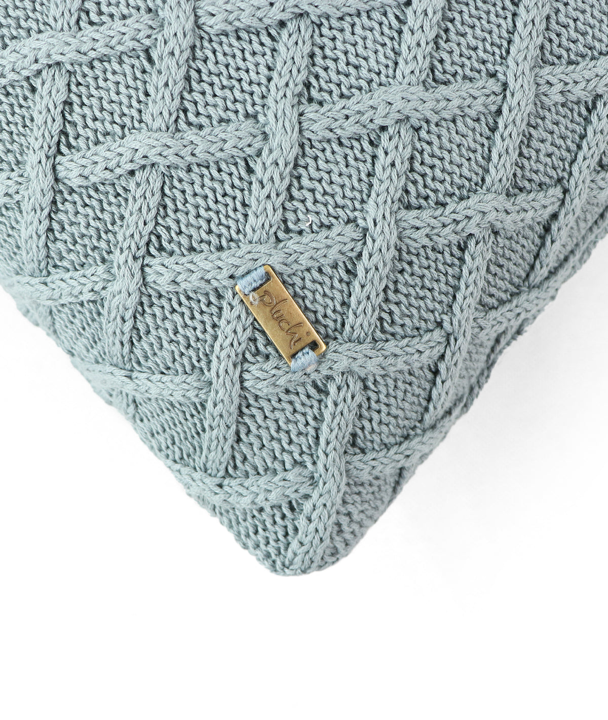 Crest Blue Grey Cotton Knitted Decorative 16 X 16 Inches Cushion Cover