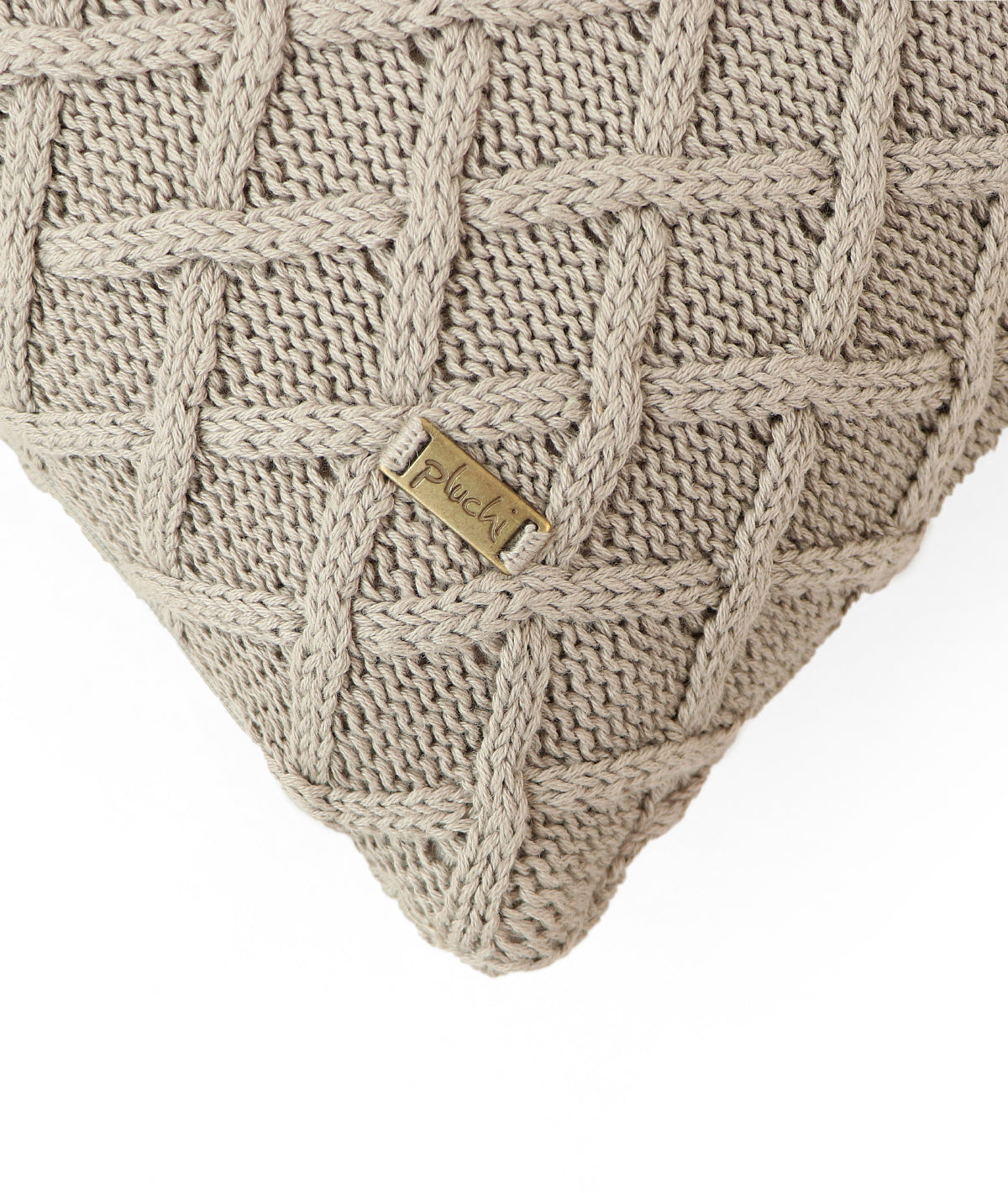 Crest Oatmeal Cotton Knitted Decorative 12 X 20 Inches Cushion Cover