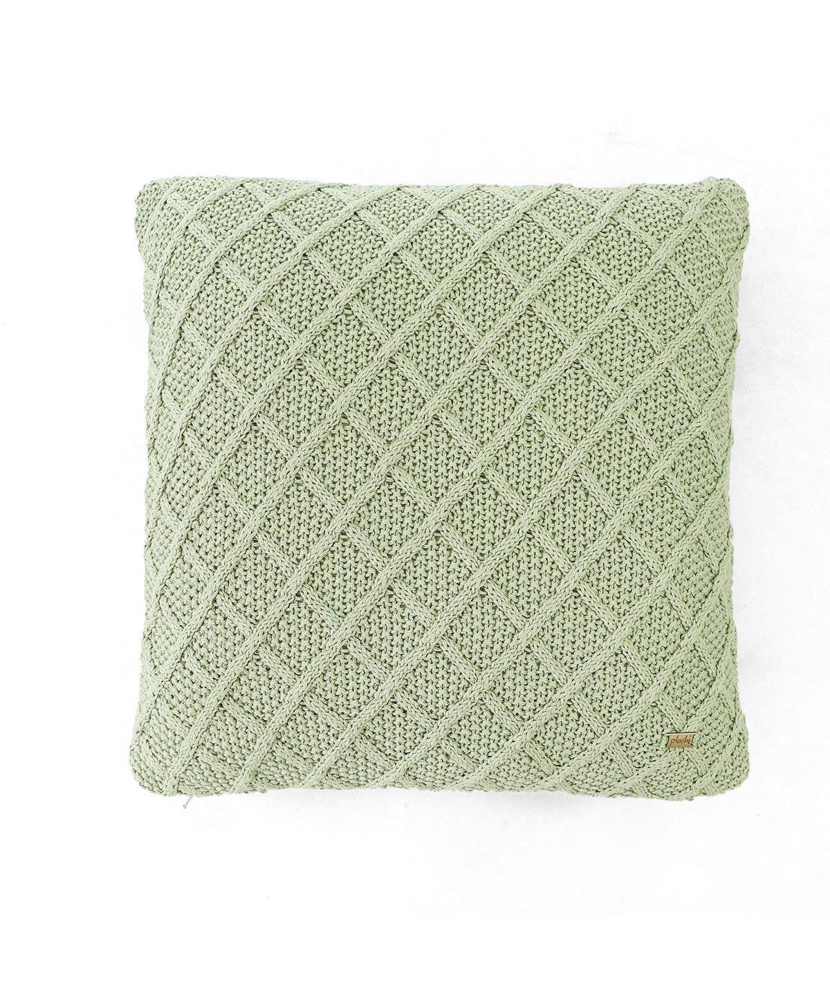 Shannon Mint Cotton Knitted Decorative 16 X 16 Inches Cushion Cover