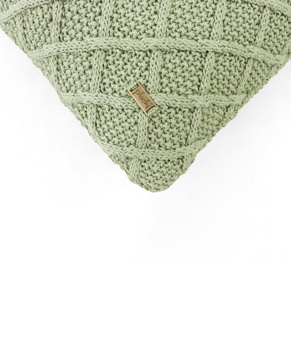 Shannon Mint Cotton Knitted Decorative 16 X 16 Inches Cushion Cover