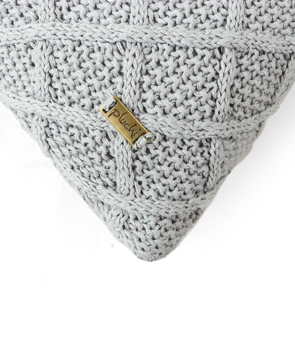 Shannon Cool Grey Cotton Knitted Decorative 16 X 16 Inches Cushion Cover