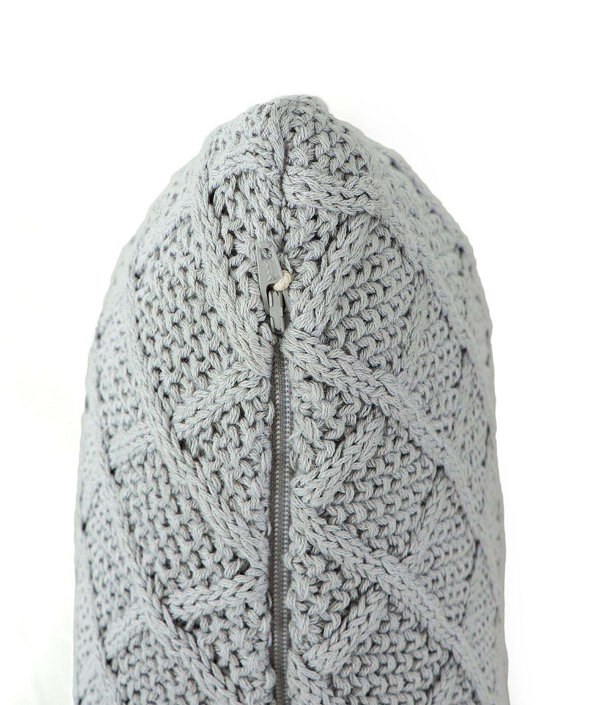Shannon Cool Grey Cotton Knitted Decorative 16 X 16 Inches Cushion Cover