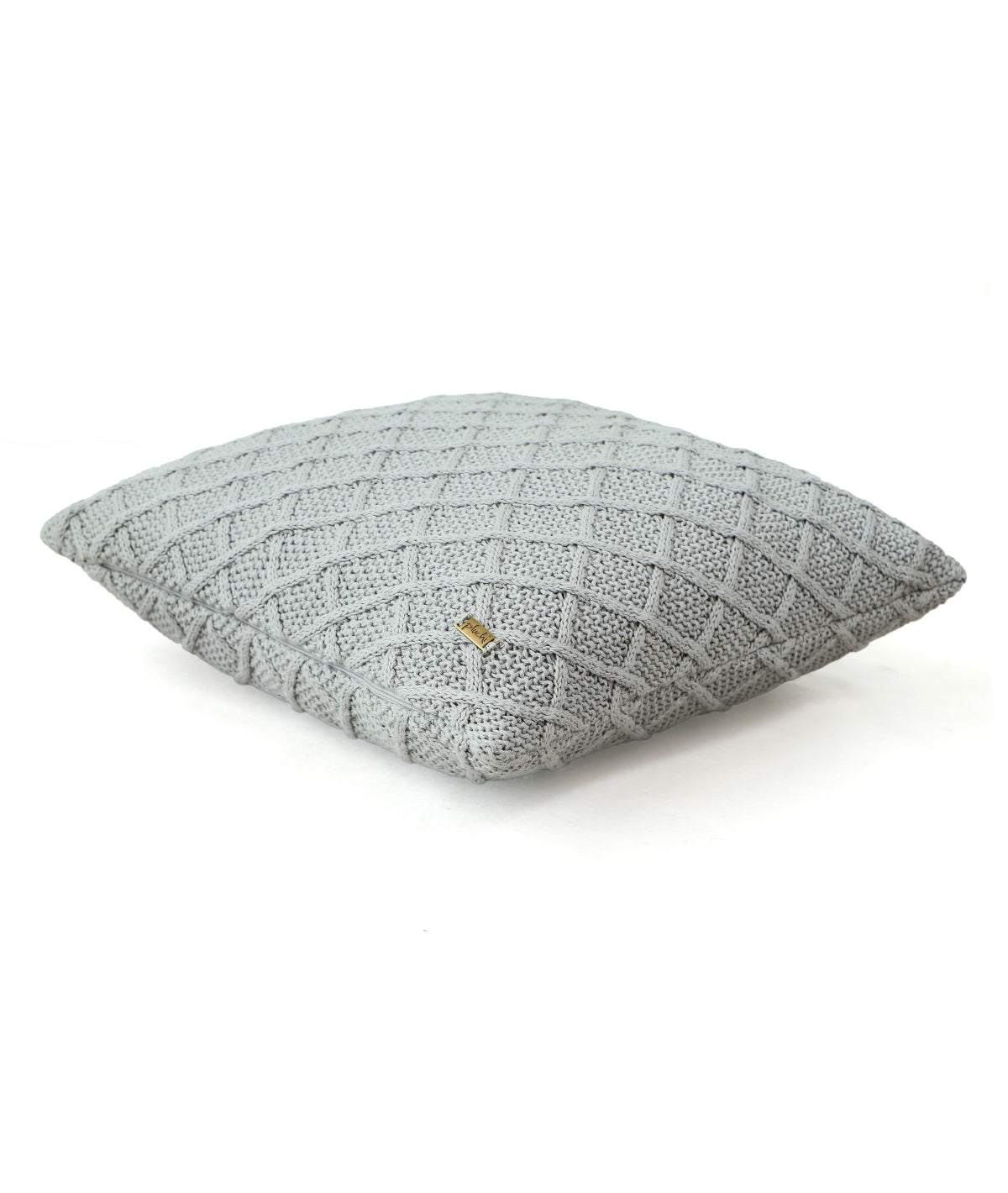 Shannon Cool Grey Cotton Knitted Decorative 16 X 16 Inches Cushion Cover