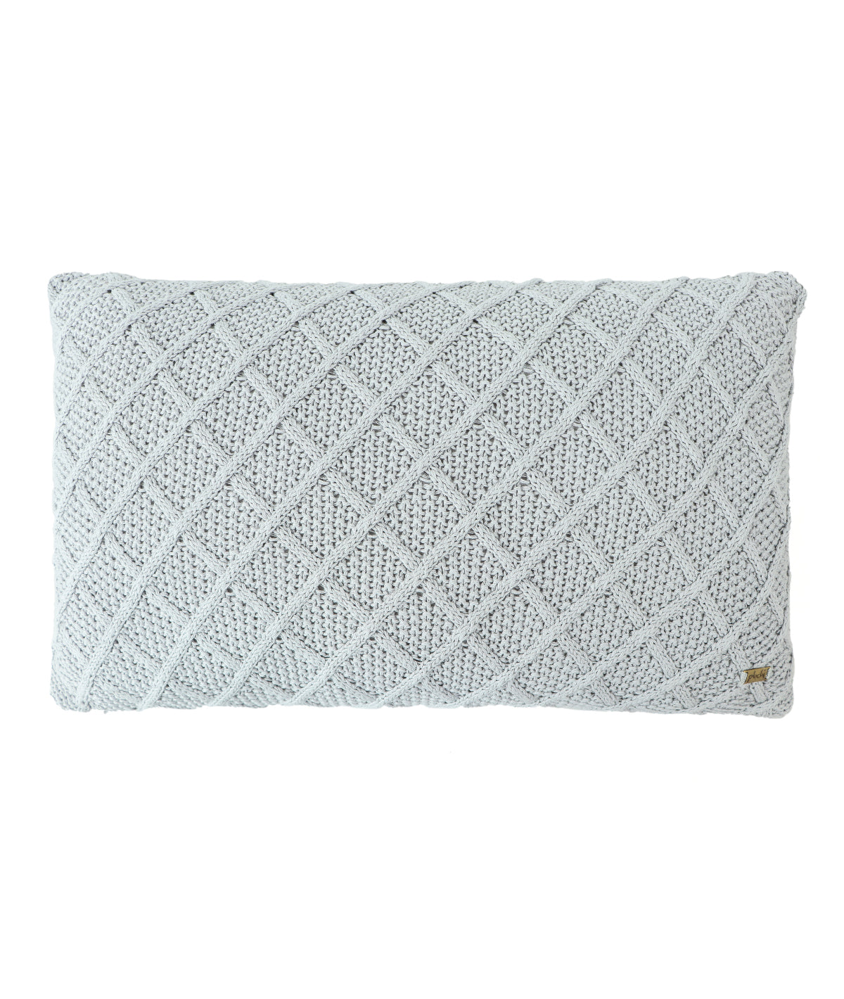 Shannon Cool Grey Cotton Knitted Decorative 12 X 20 Inches Cushion Cover