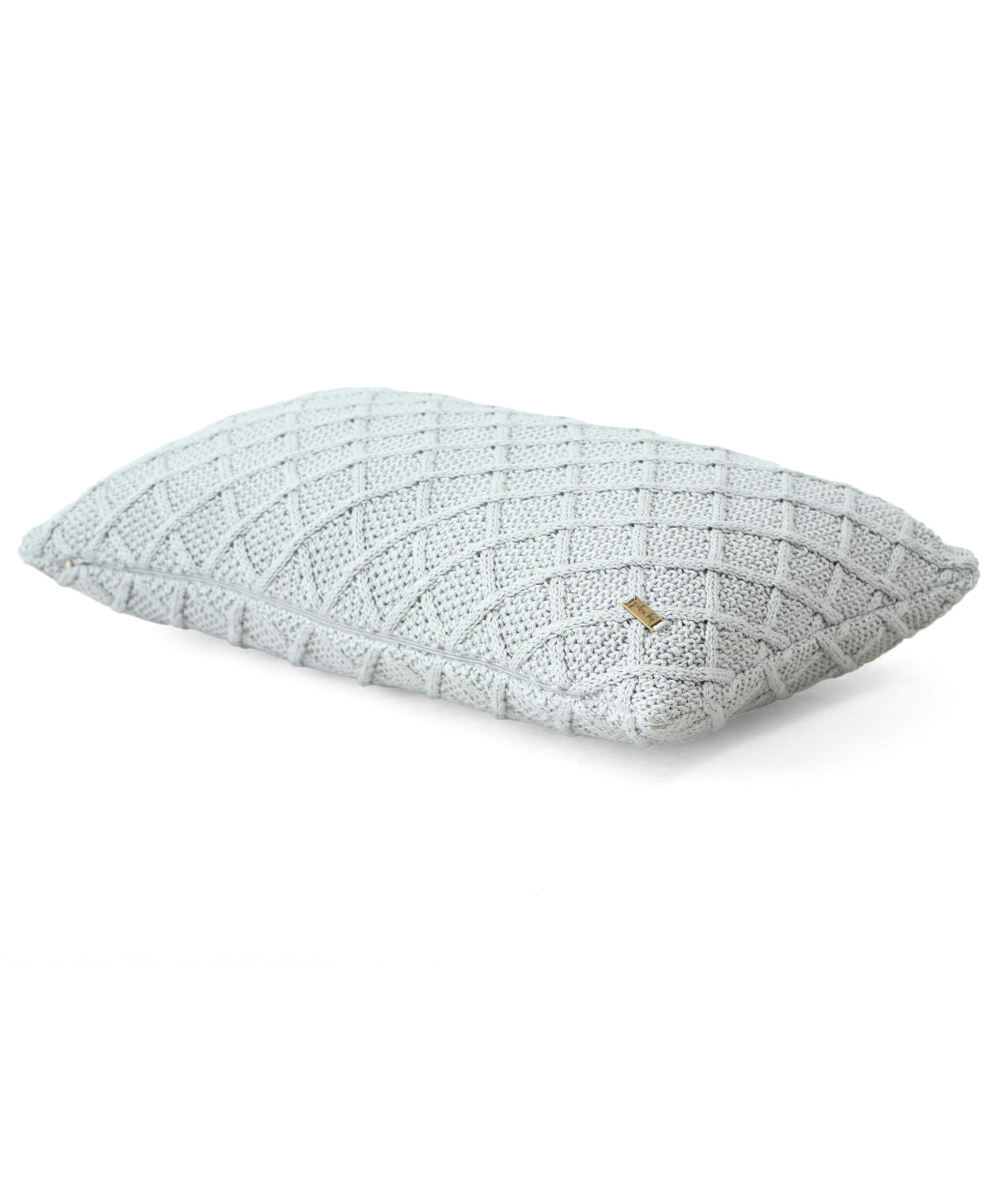 Shannon Cool Grey Cotton Knitted Decorative 12 X 20 Inches Cushion Cover