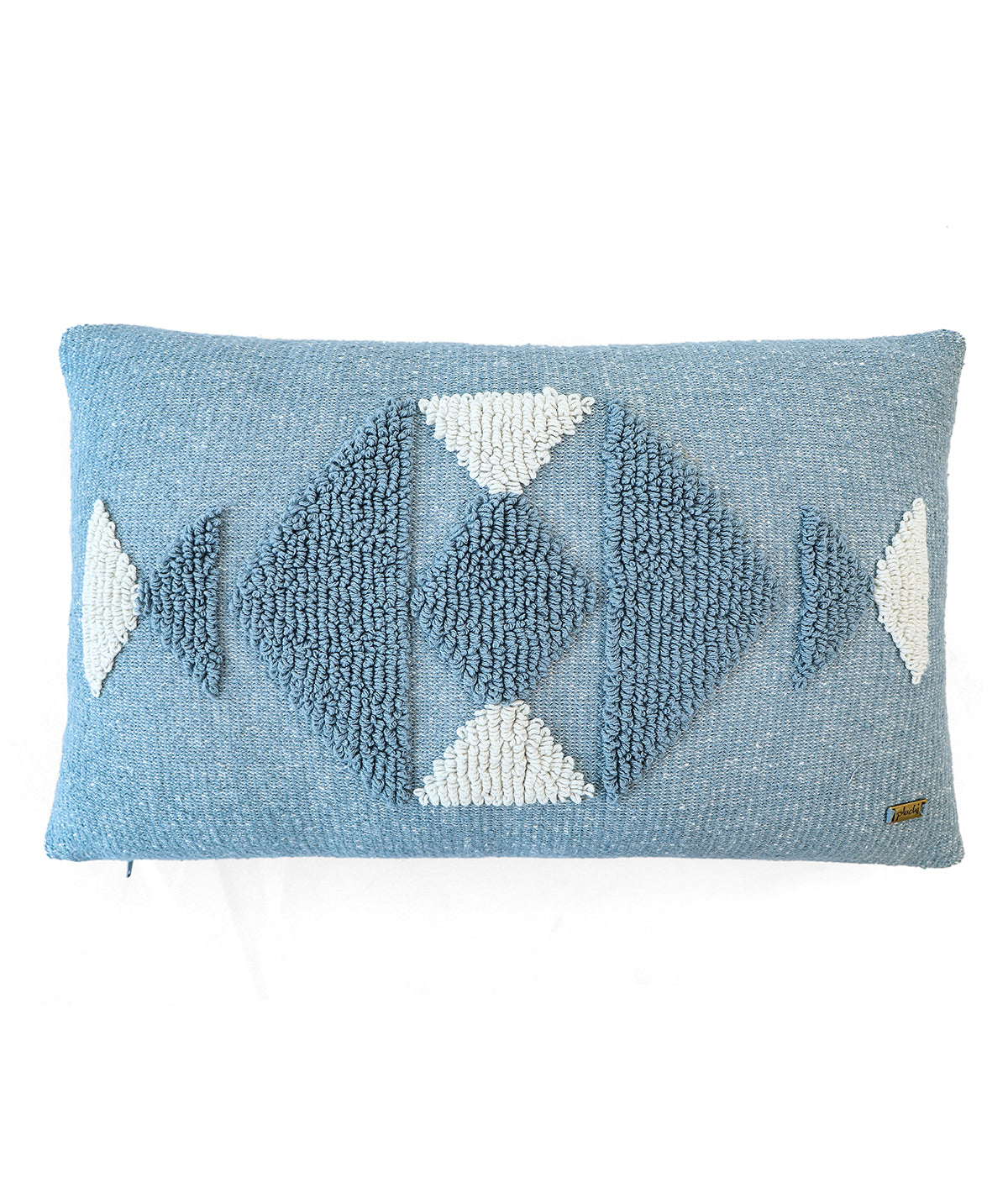 Argyle Cotton Knitted Decorative Cushion Cover (Cadet Blue)