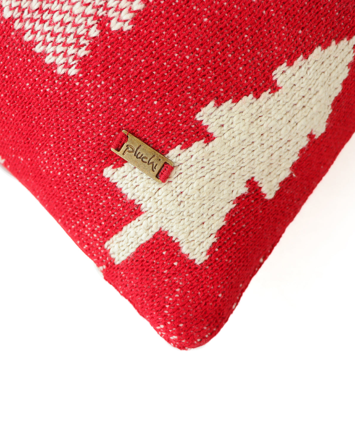 X-Mas Tree Red Cotton Knitted Decorative Cushion Cover (20" x 20")