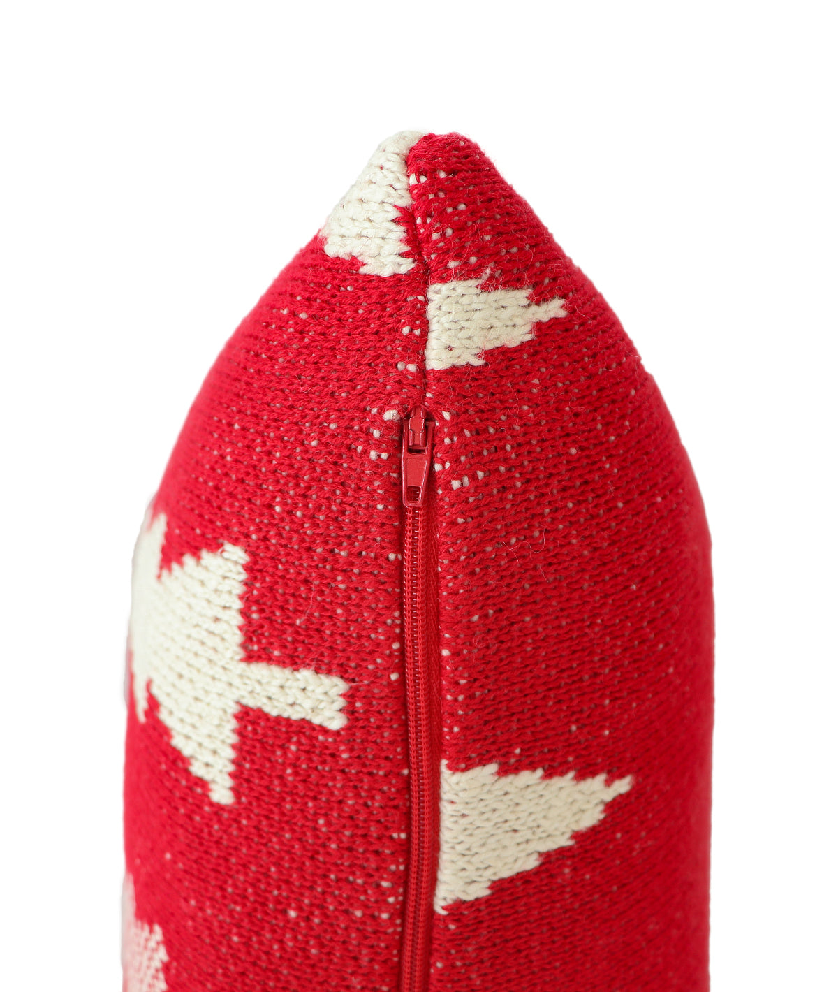 X-Mas Tree Red Cotton Knitted Decorative Cushion Cover (20" x 20")