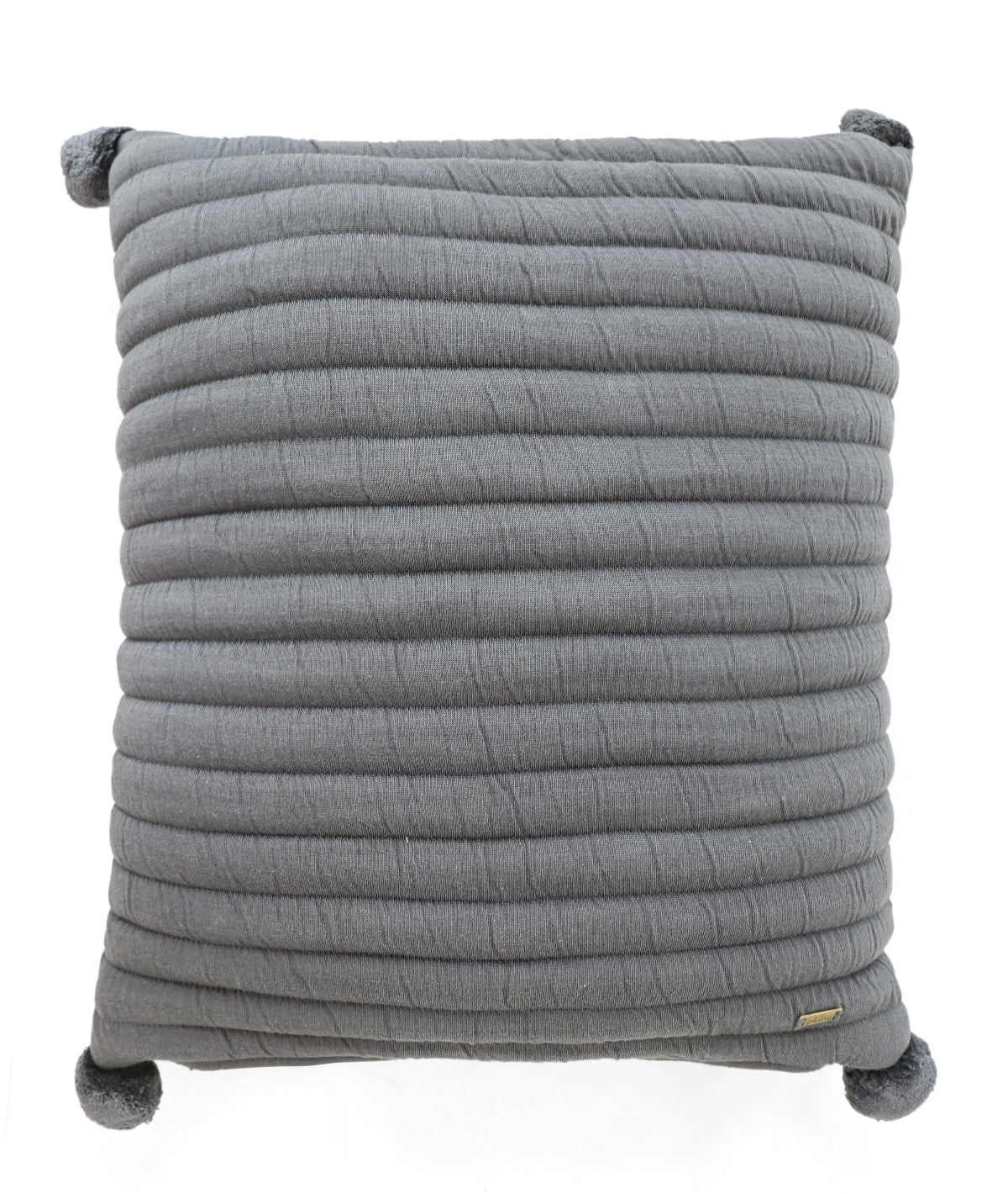 Aydin Grey Cotton Knitted Decorative Cushion Cover (18" x 18")