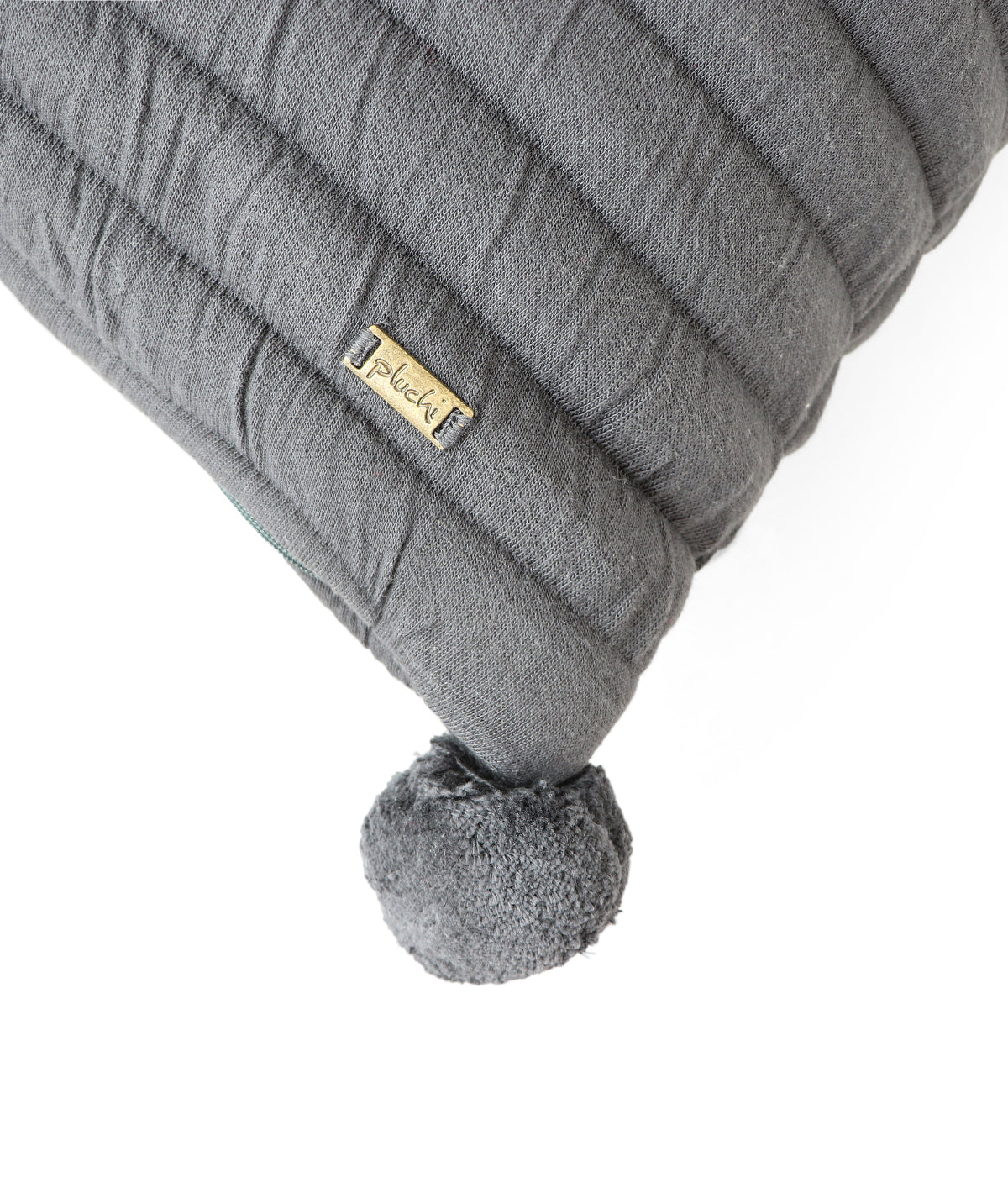 Aydin Grey Cotton Knitted Decorative Cushion Cover (18" x 18")