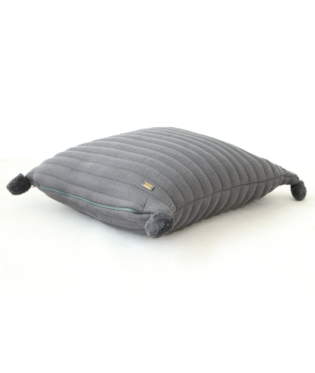 Aydin Grey Cotton Knitted Decorative Cushion Cover (18" x 18")