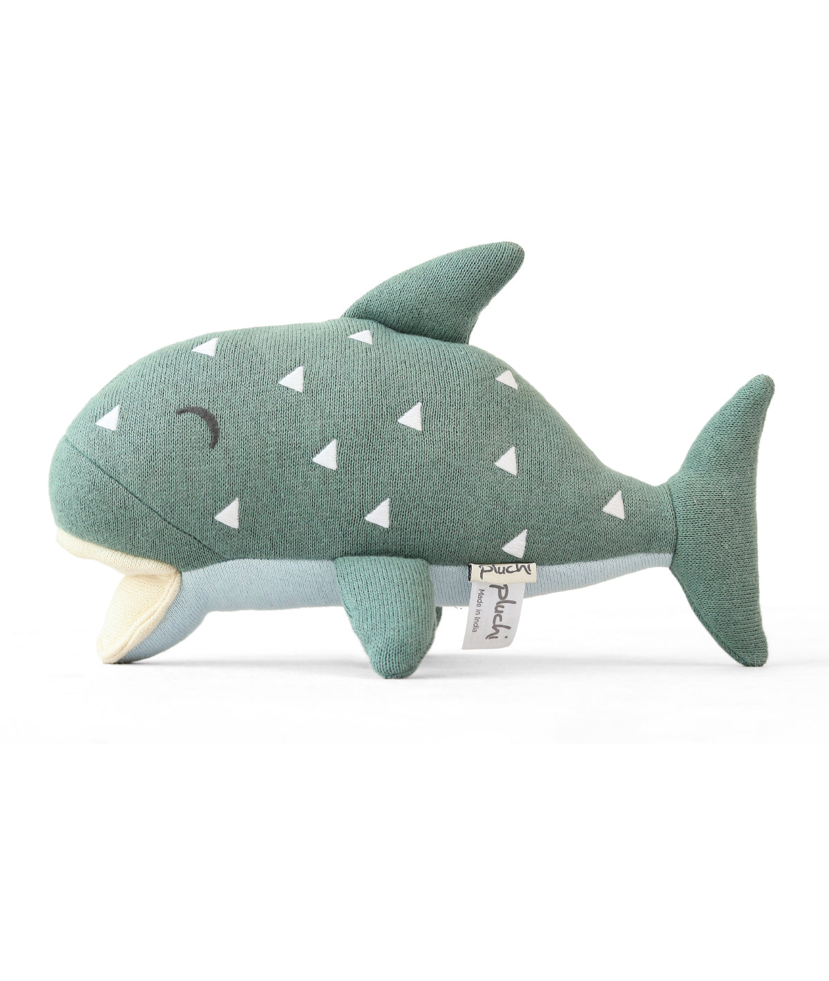 Baby Shark Cotton Knitted Stuffed Soft Toy (Medium Blue & Baby Blue)