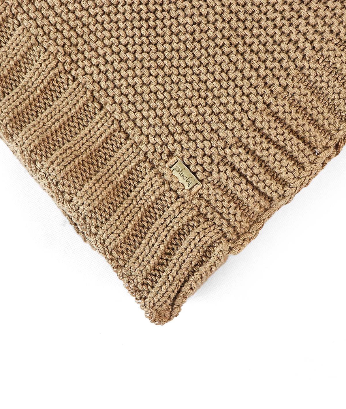 Archer Latte Cotton Knitted Throw /Blanket  For Round The Year Use (125x150cm)