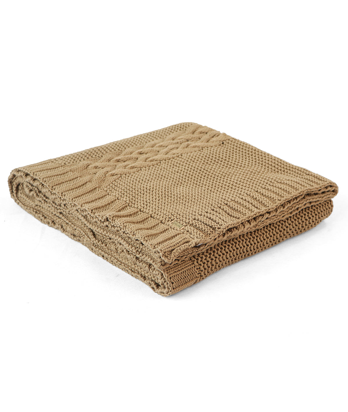 Archer Latte Cotton Knitted Throw /Blanket  For Round The Year Use (125x150cm)