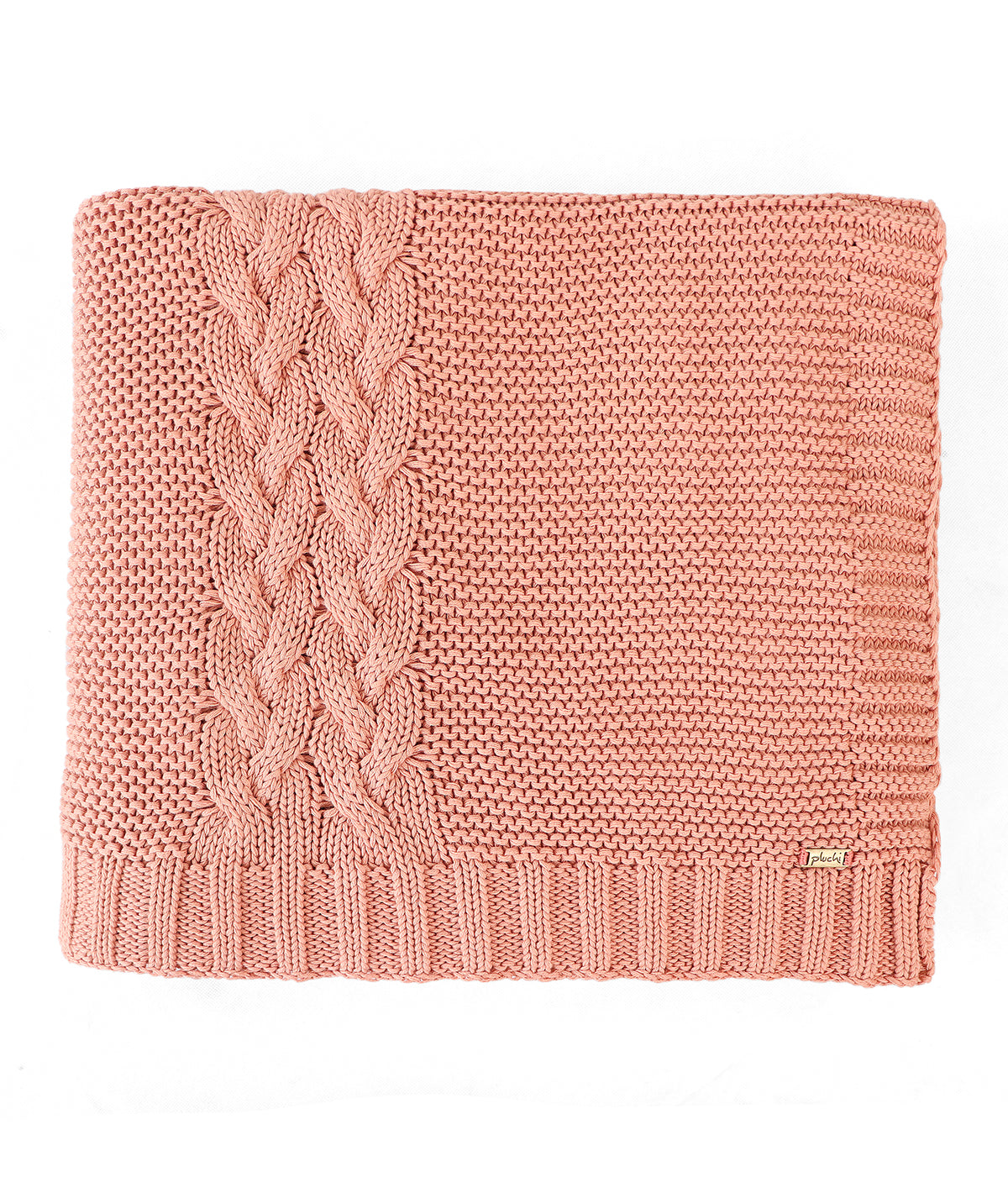 Archer Dusty Coral Cotton Knitted Throw /Blanket  For Round The Year Use (125x150cm)