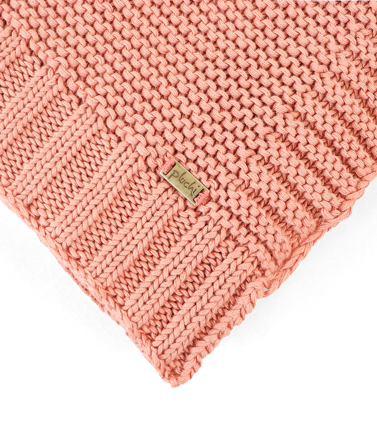 Archer Dusty Coral Cotton Knitted Throw /Blanket  For Round The Year Use (125x150cm)