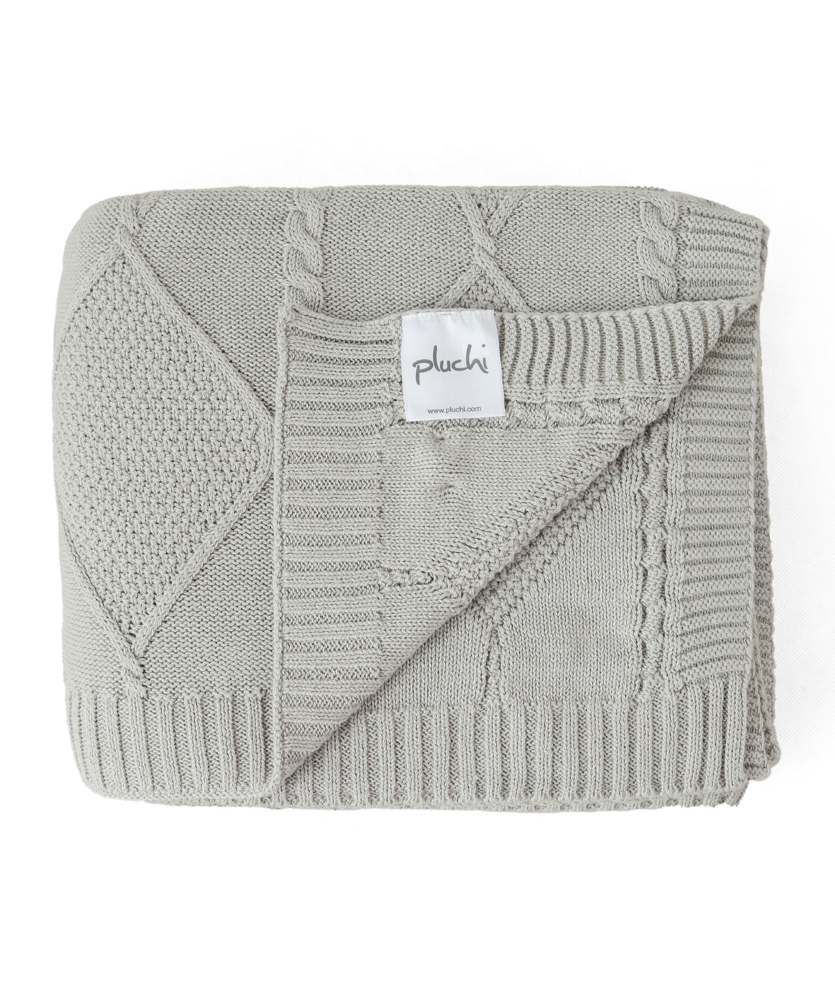 Cable Moss Throw Cool Grey Color 100% Cotton Knitted All Season AC Throw Blanket