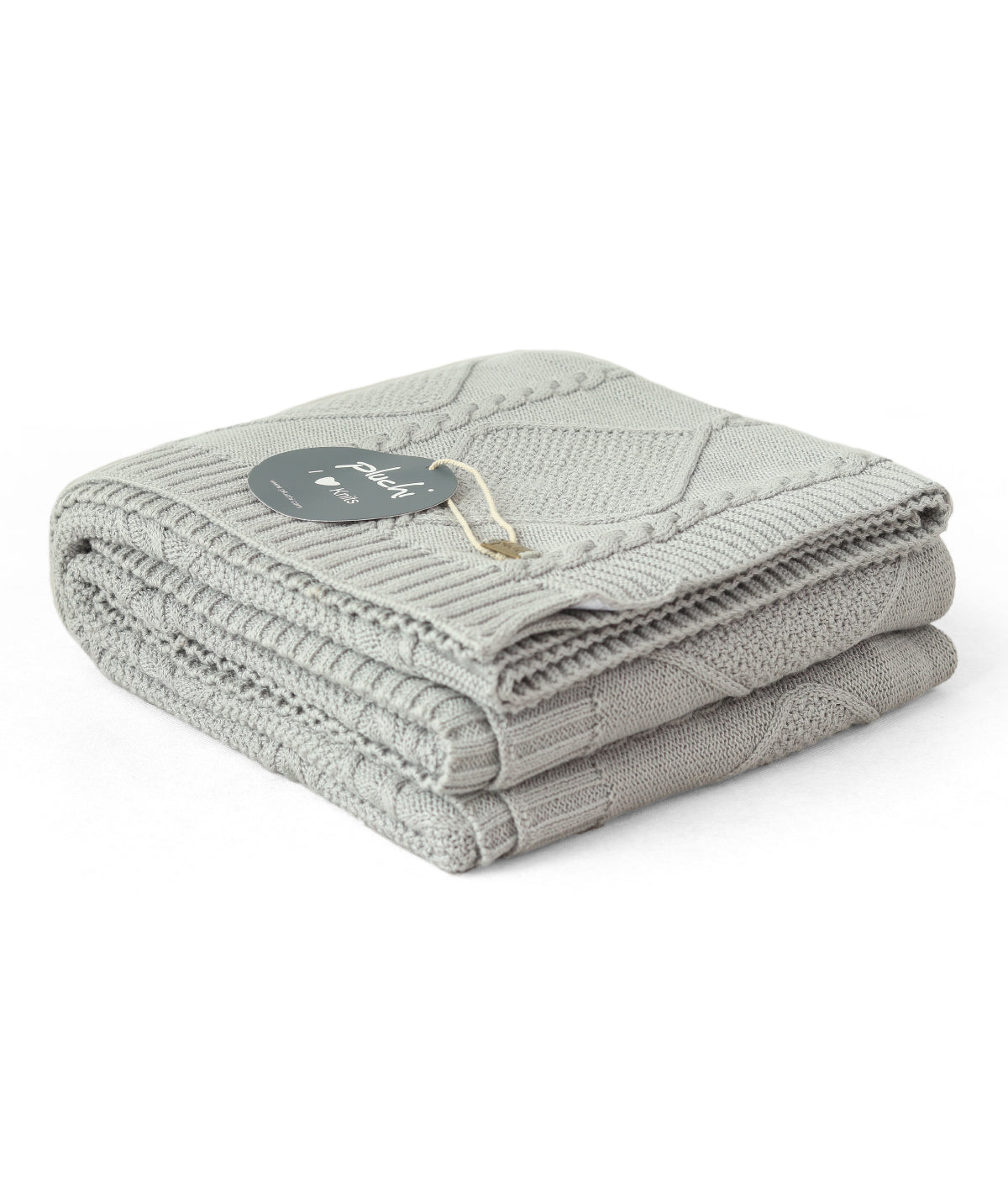 Cable Moss Throw Cool Grey Color 100% Cotton Knitted All Season AC Throw Blanket