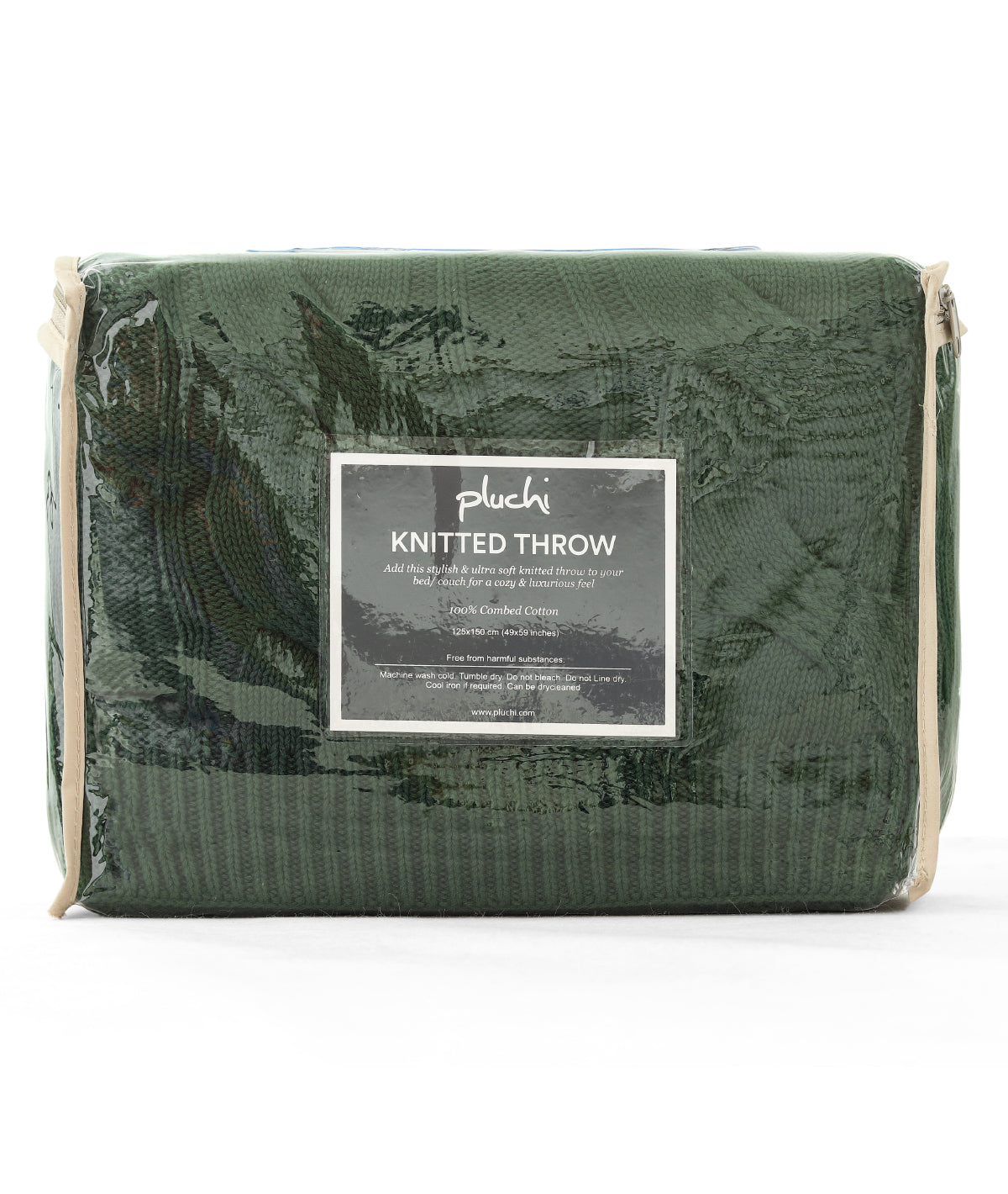 Granite Knit British Green Cotton Knitted Throw /Blanket  For Round The Year Use (125x150cm)