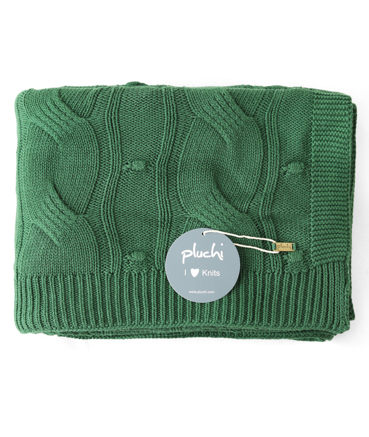 Granite Knit British Green Cotton Knitted Throw /Blanket  For Round The Year Use (125x150cm)
