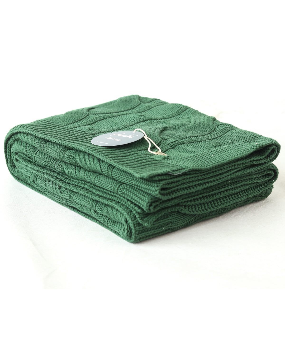 Granite Knit British Green Cotton Knitted Throw /Blanket  For Round The Year Use (125x150cm)