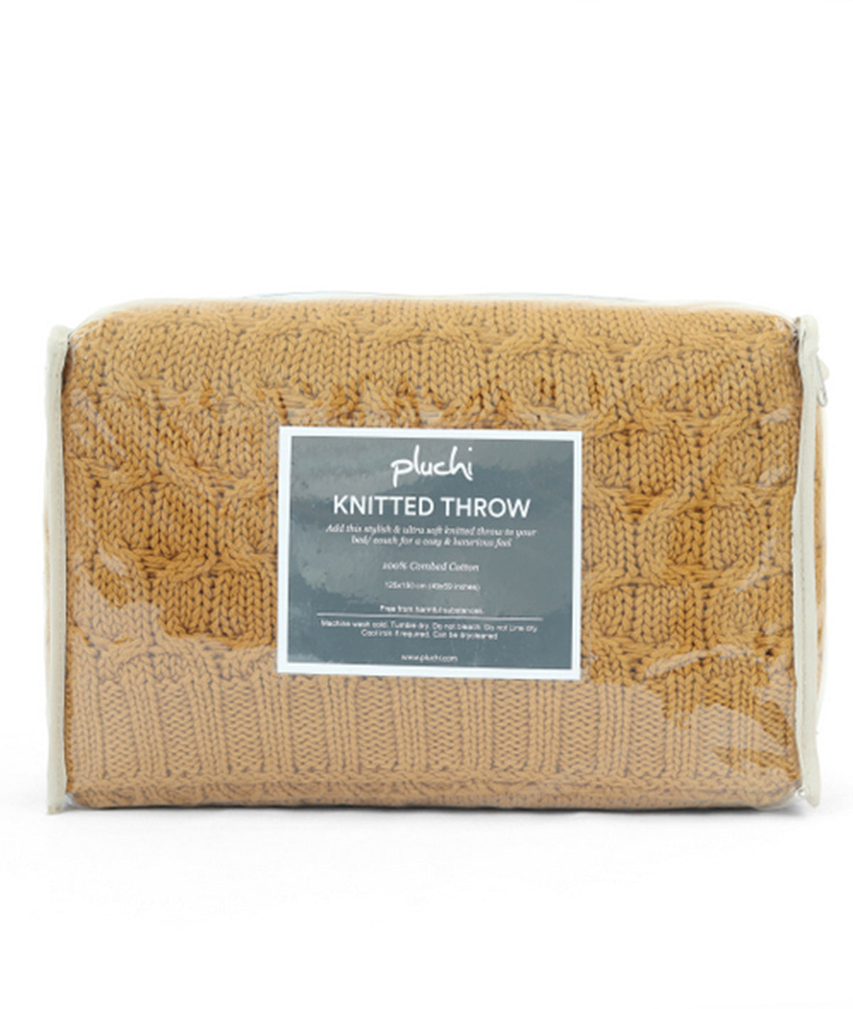 Kelly Knit Cotton Knitted All Season AC Throw Blanket (Mustard)