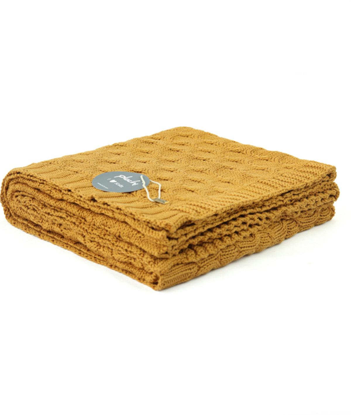 Kelly Knit Cotton Knitted All Season AC Throw Blanket (Mustard)