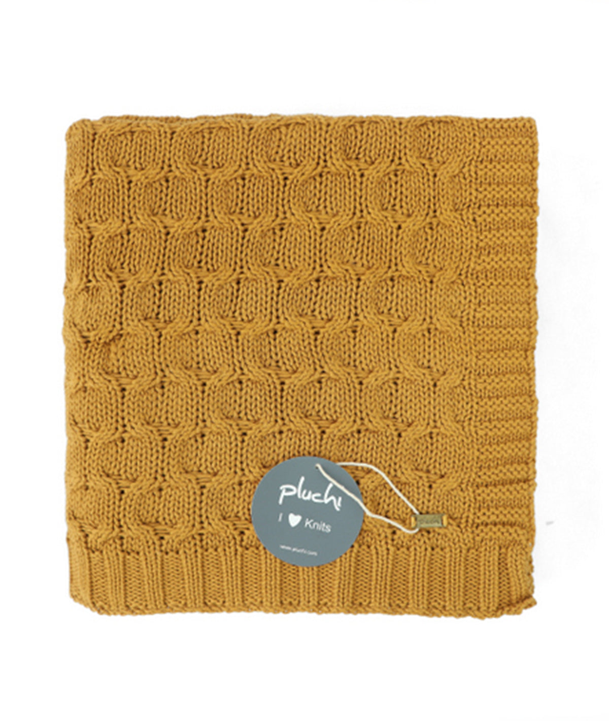 Kelly Knit Cotton Knitted All Season AC Throw Blanket (Mustard)
