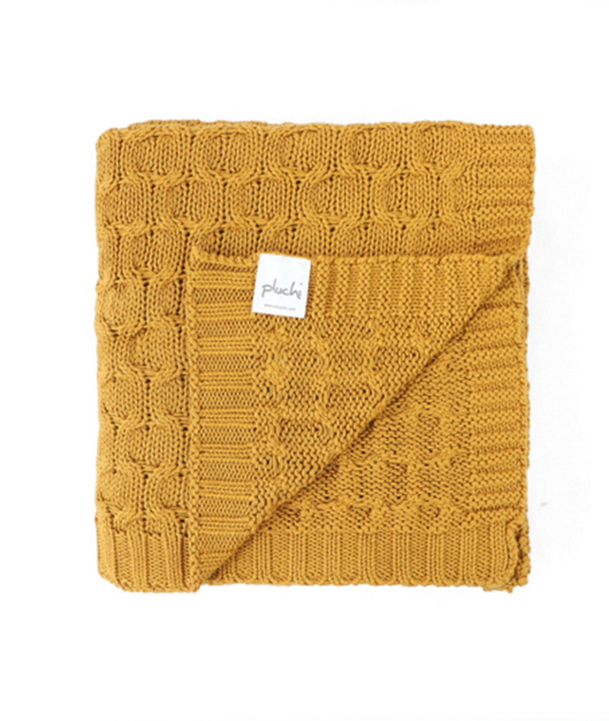 Kelly Knit Cotton Knitted All Season AC Throw Blanket (Mustard)