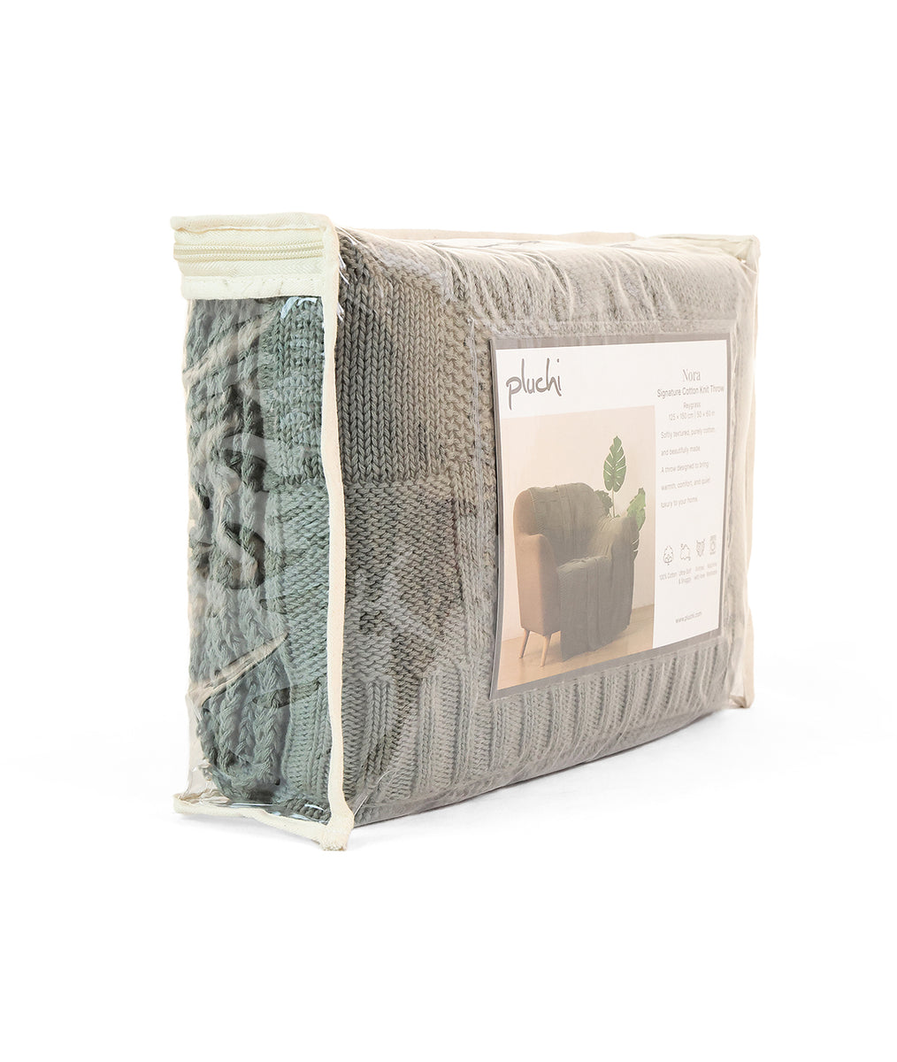 Nora Reygrass Color 100% Cotton Knitted All Season AC Throw Blanket (1 ...