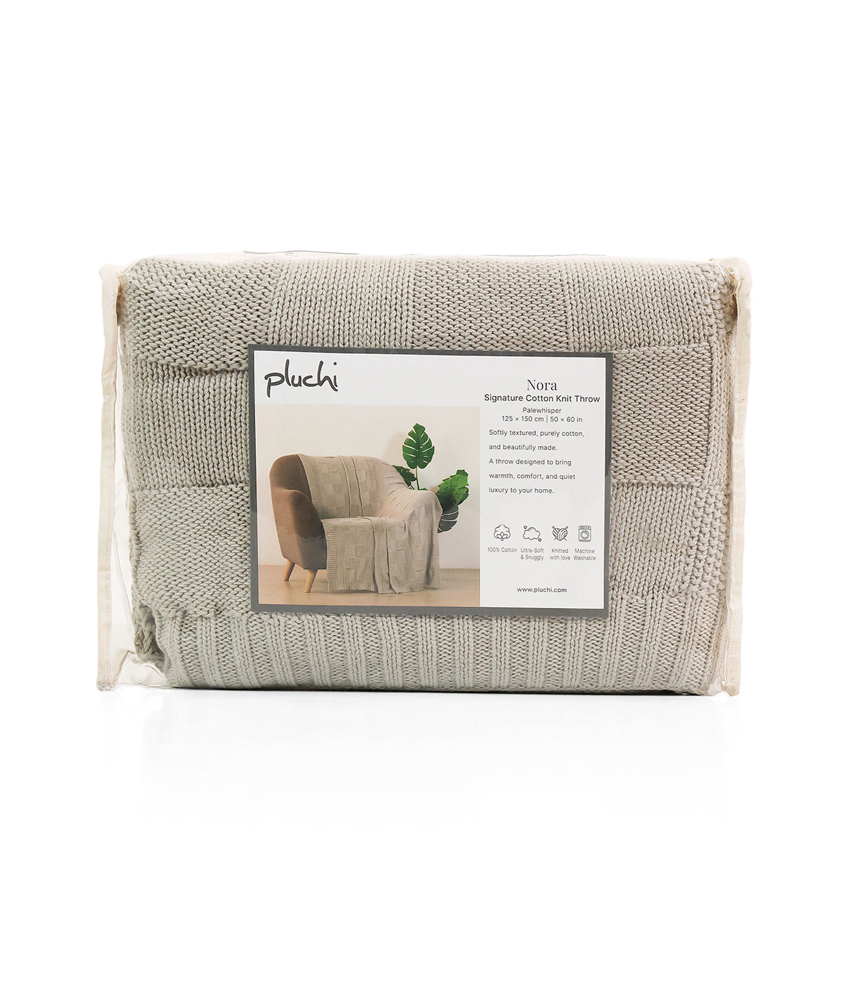 Nora Pale Whisper Color 100% Cotton Knitted All Season AC Throw Blanke ...